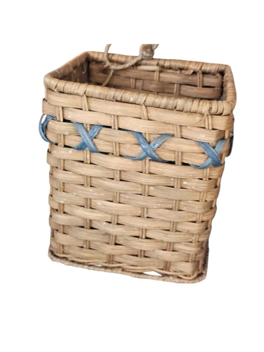 VTG Wicker Organizer Tissue Box Holder Brown Heart Cottagecore 90s Rustic